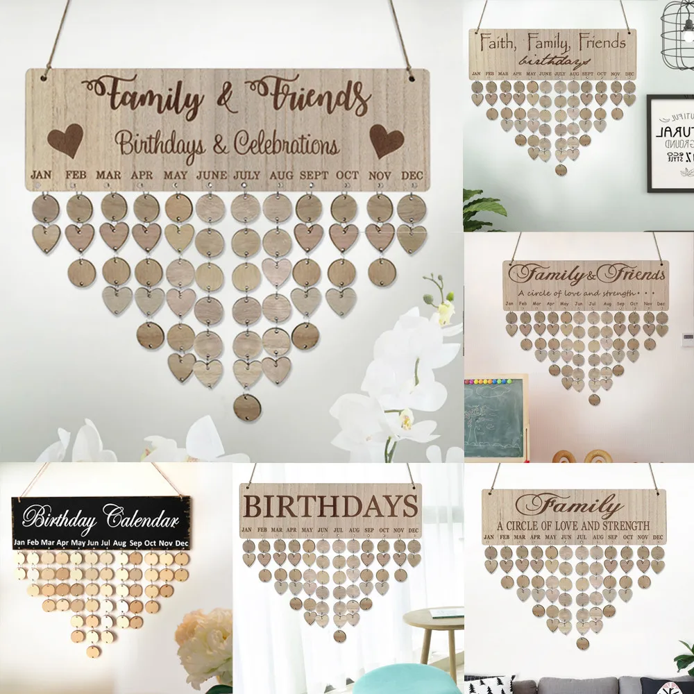 Calendar Reminding Wood Friends Gifts Wooden Calendar Plaque Birthday Reminder Reminder Hanging Family Birthday Boards