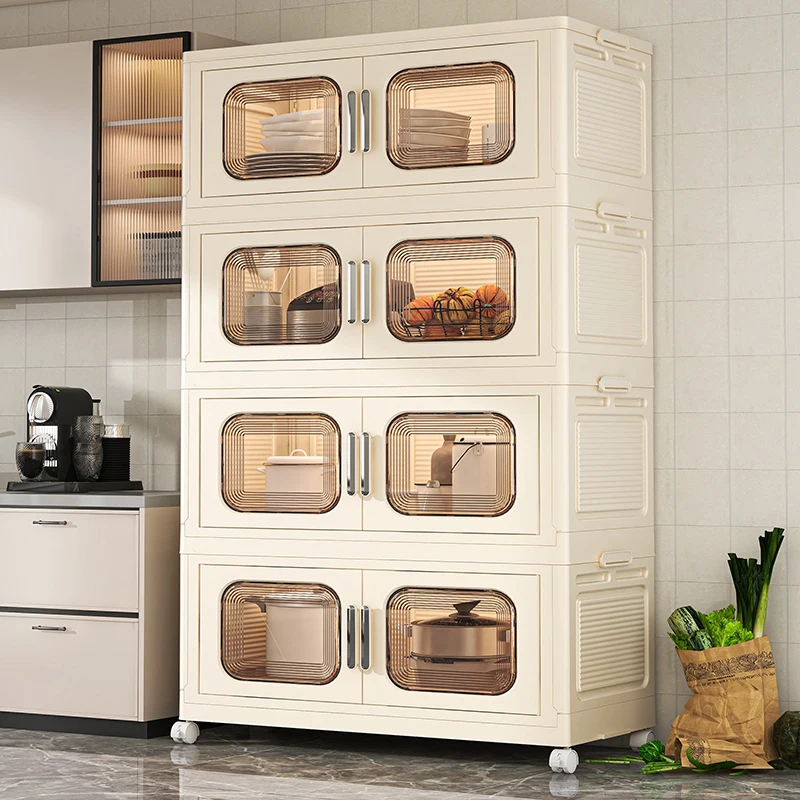 다기능 대형 접이식 옷장 접이식 보관함, 거실 캐비닛, 두꺼운 보관 캐비닛, 침대 옆 테이블