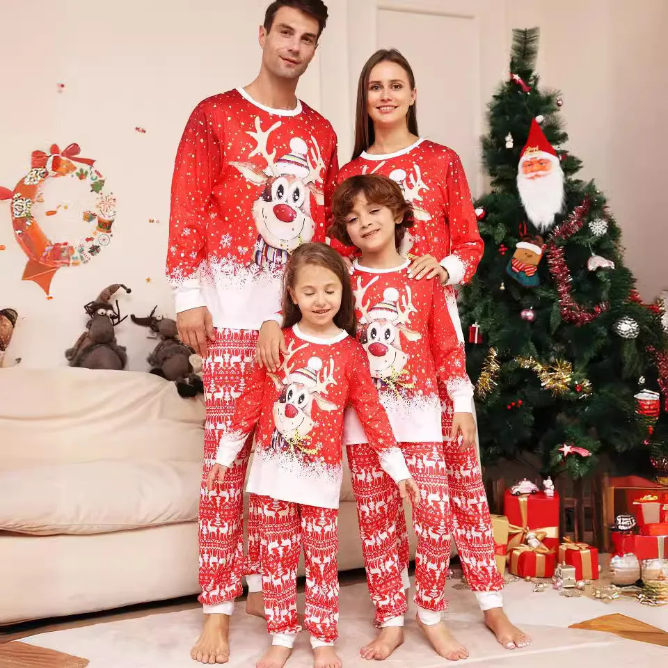 thumbnail image 2 of Pijamas suaves navideños, conjuntos familiares a juego, ropa de dormir estampada, conjunto para mamá, hija, papá, hijo, ropa de bebé a juego, pijamas navideños, 2 of 5