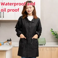 Waterproof Long Sleeved Women's Apron Gown Cover For  Fashionable Cooking In The Kitchen Oil Stand Collar Neck  Pet Work Clothes 1
