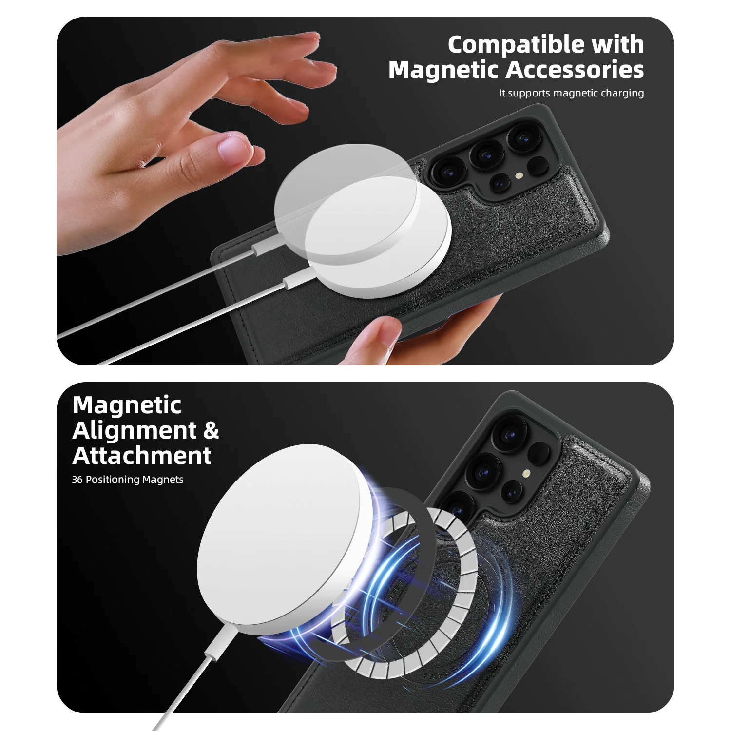 Premium Wireless Charging Phone Case with Card Holder and Protective Cover