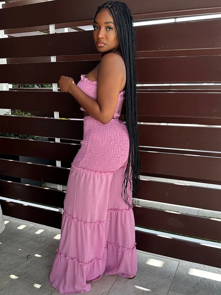 Wmstar 2 Piece Sets Women Wholesale Vest and Pants Sets Solid Two Piece Set of Spliced Strapless Pants Matching Suit 2025