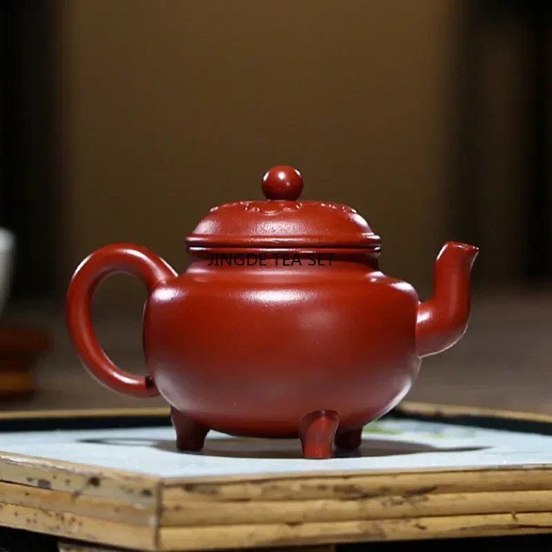 120ml Yixing purple clay teapot triangular beauty tea infusion pot Chinese raw mineral Kung Fu tea set