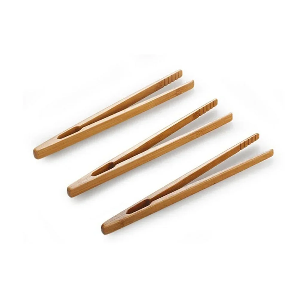 1Pcs Bamboo Wooden Tea Clips Kitchen Food Tongs Salad Toast Tong Straight Tweezer Ice Sugar Tea Bend Clip Teaware Accessories