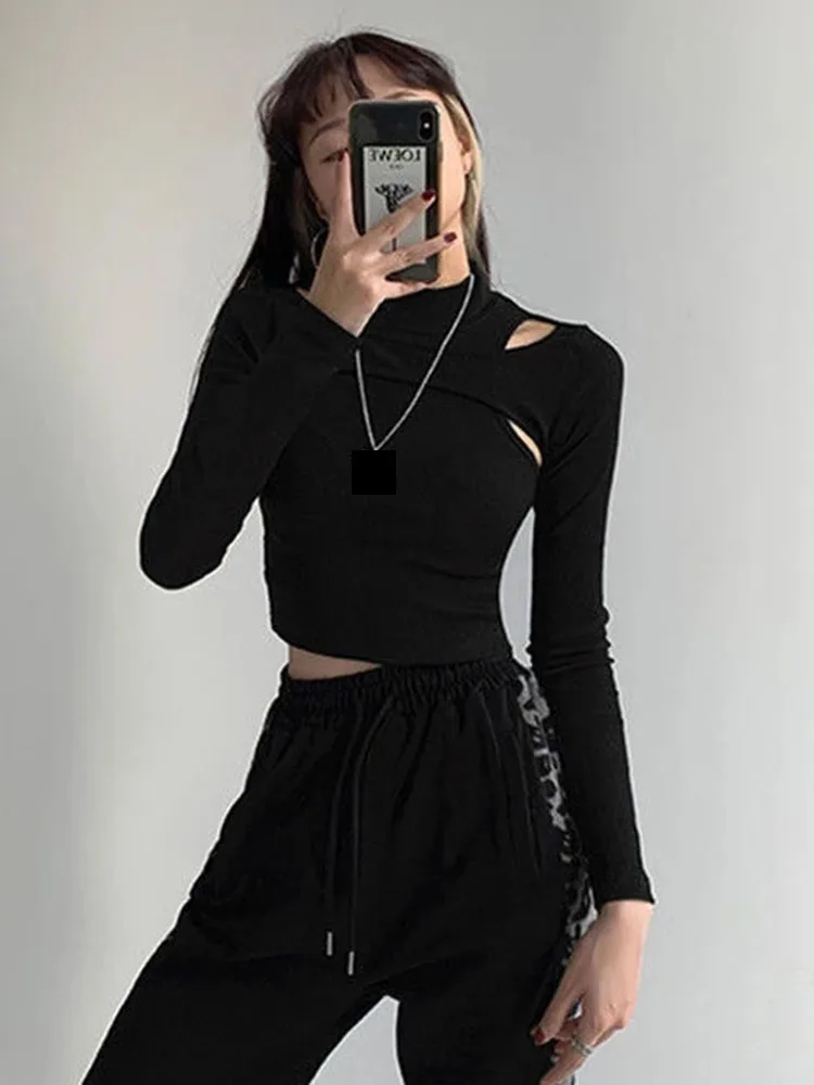 Womens Casual Loose Oversize Long Sleeves Crop Tops Workout Shirts Cropped  Tops