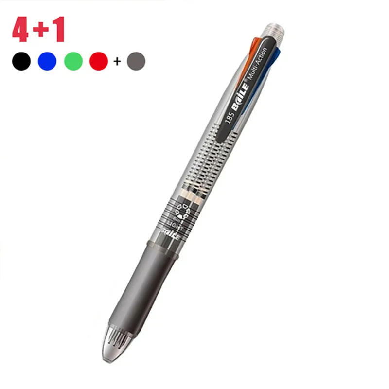 Multifunction Pen Mechanical Pencil Ink Ballpoint Pen 4+1 Hand-Painted Multicolor Ballpoint Pen Press Plus A Mechanical Pencil Office School Material