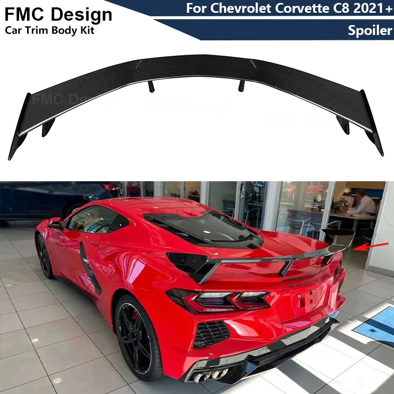 

For Chevrolet Corvette C8 2021-2023 Car Rear Trunk Spoiler Parts Carbon Fiber Upgrade Body kit Tail Wing Spoiler