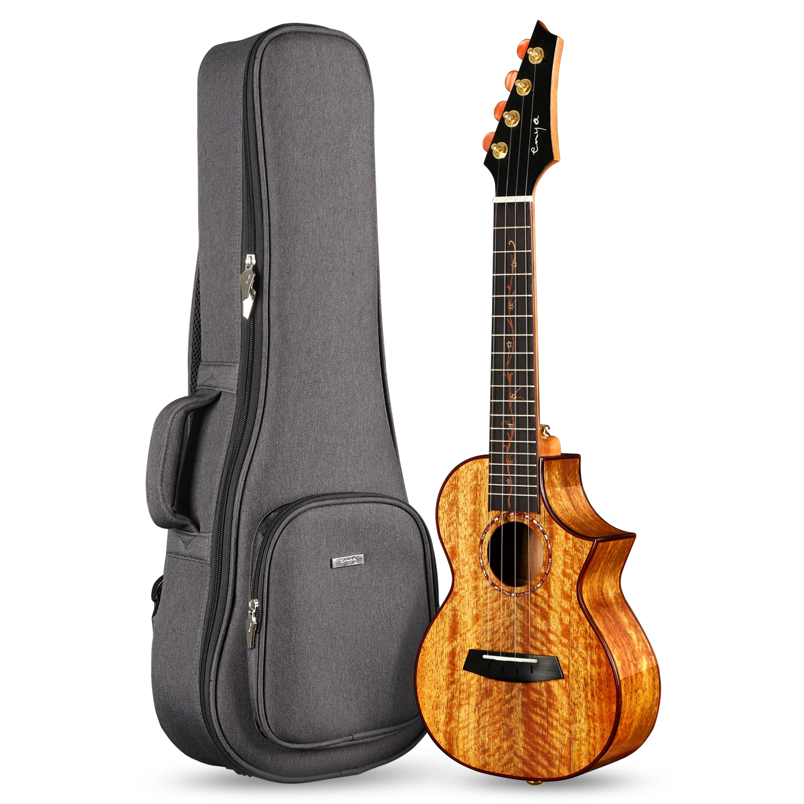 Enya Concert /Tenor Ukulele Mg6 All 5A Solid Mango Wood Finitura Lucida Con Premium Gig Bag Strap Electric Ukelele Acustico