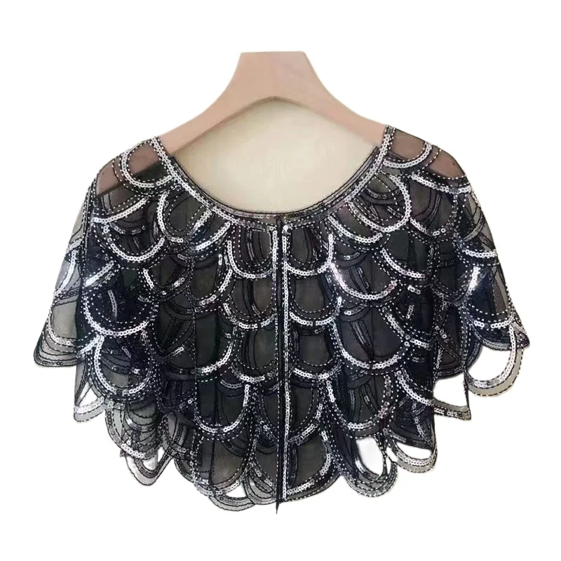 

New Fashion Women's Vintage 1920s Shawl Beaded Sequin Bolero Flapper Evening Cape One Button Sequin Cover Up for Wedding Party