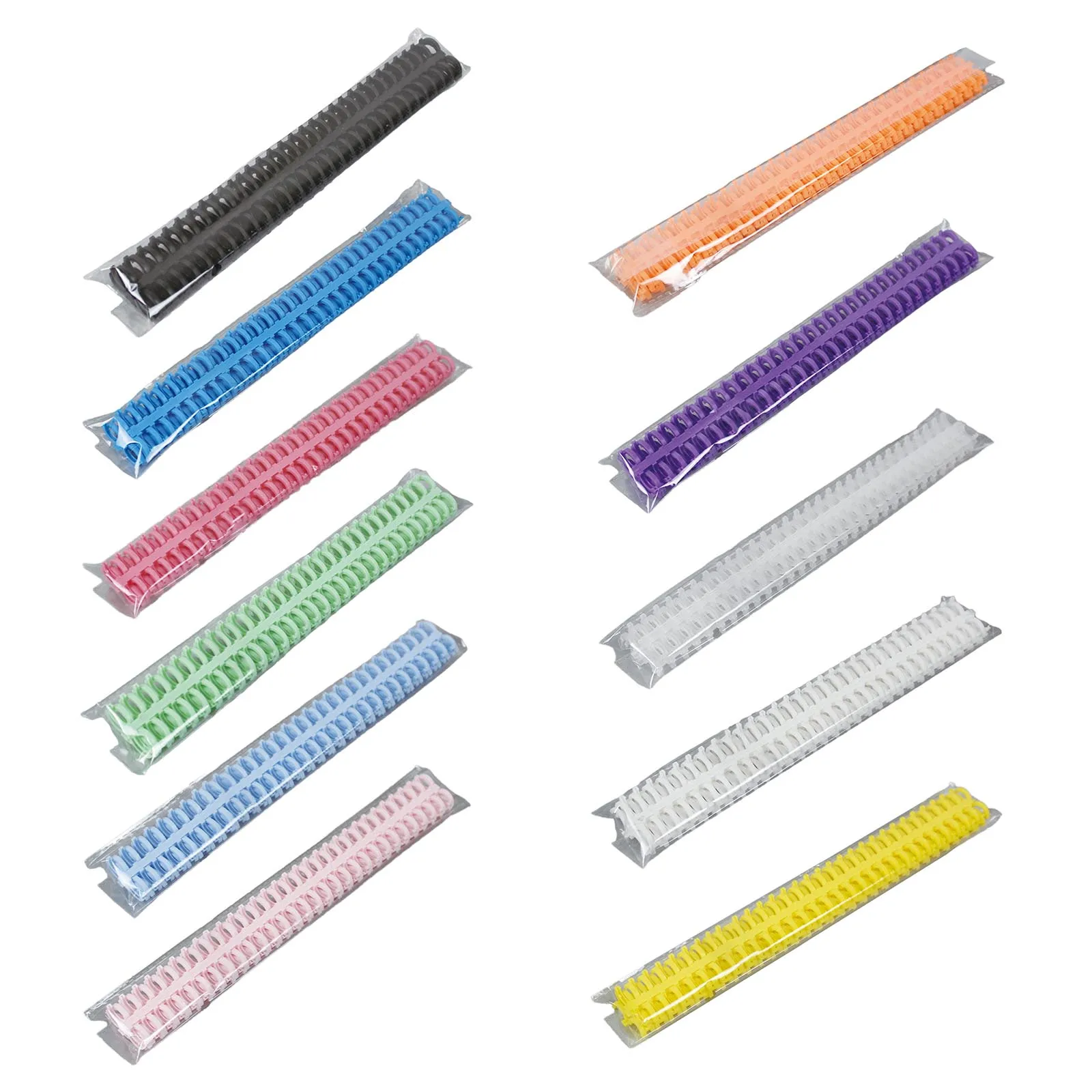 5x 30 Holes Loose Leaf Binder Spiral Rings Binding Spines Plastic