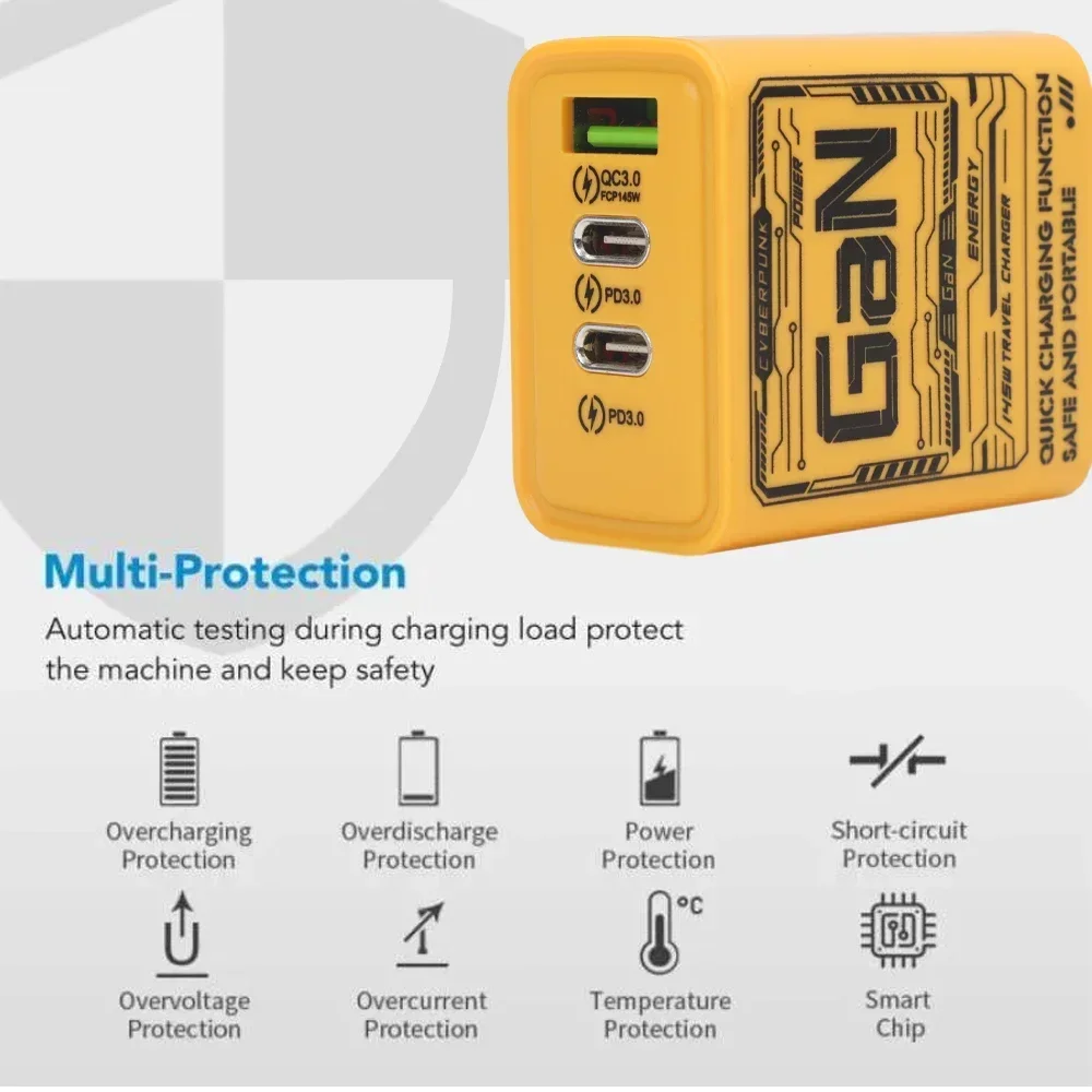 145W USB Charger Quick Charge Fast Phones Charger Adapter For iPhone Samsung Huawei Xiaomi 3 Ports EU/US/UK Plug Wall Adapter