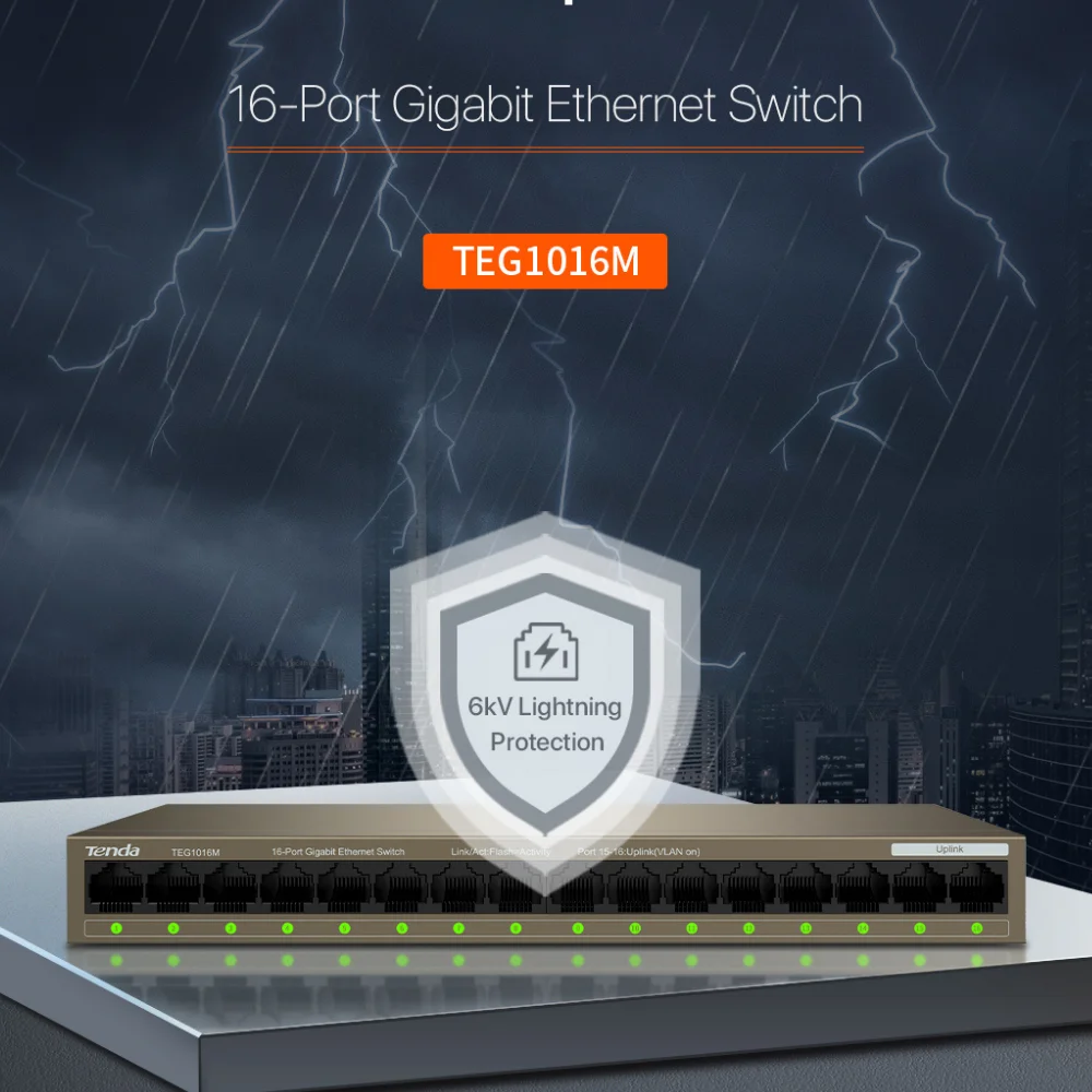 Interruptor de Rede Ethernet do Metal do Desktop do Gigabit do Ponto de Entrada Teg1105pd 10 100 1000 Mbps Teg1016m 16p para o Escritório em Casa - Imagem 4