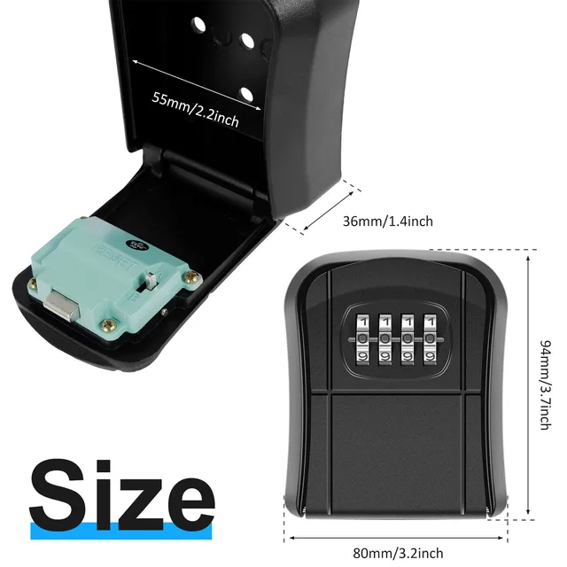 Wall Mounted Key Lock Box Resettable Code 4 Digit Combination Lock Key Safe Security Storage Box Organizer for Home Office Holds 5