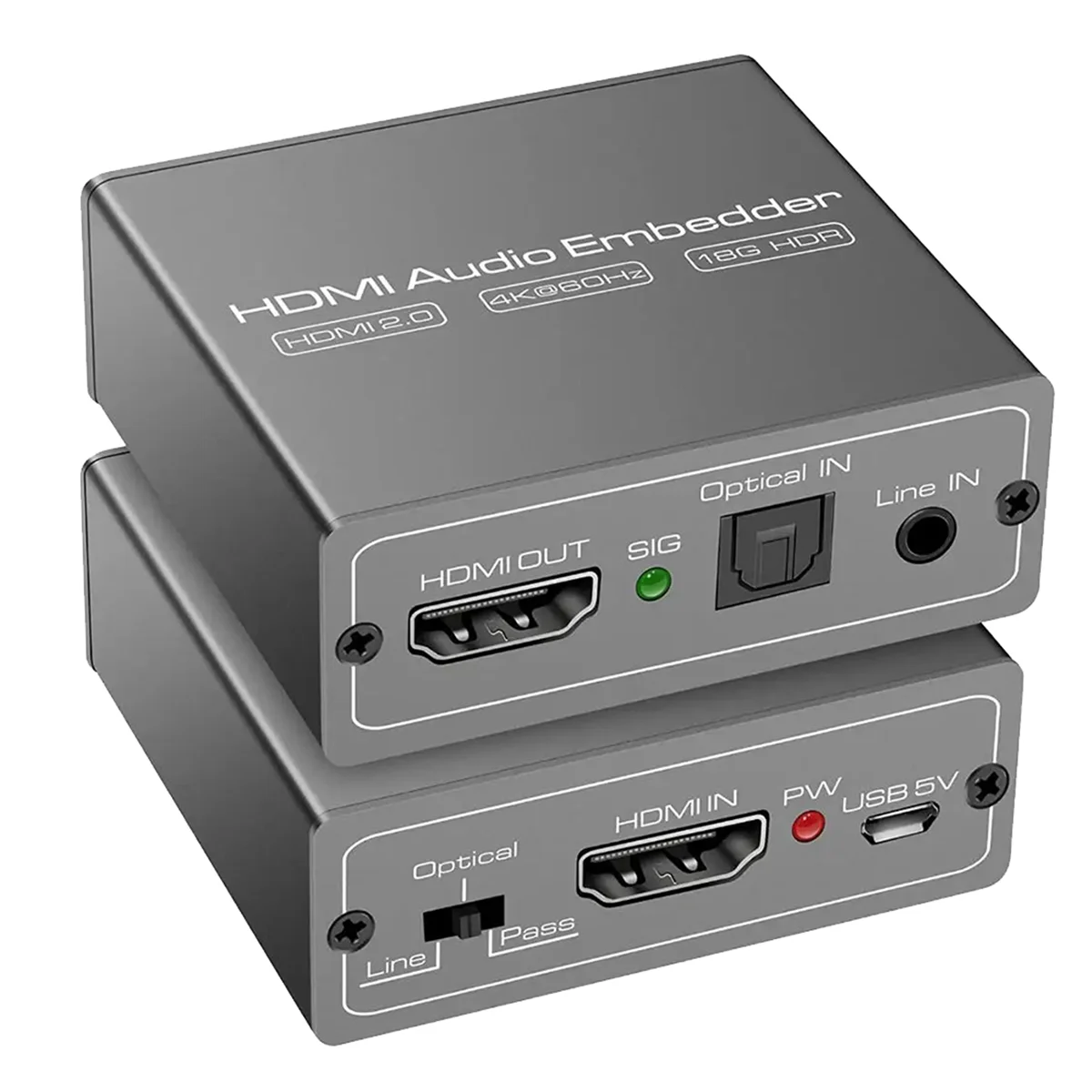 

-Совместимый аудиоконвертер 4K 60 Гц, адаптер для экстракции аудио, видеоаудио сплиттер, адаптер Embedder