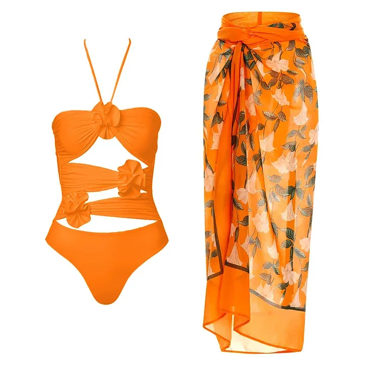 

Цельный купальник с юбкой, винтажный женский купальник, бикини с открытой спиной, Пляжное платье, дизайнерский купальный костюм 2023, пляжная одежда для серфинга