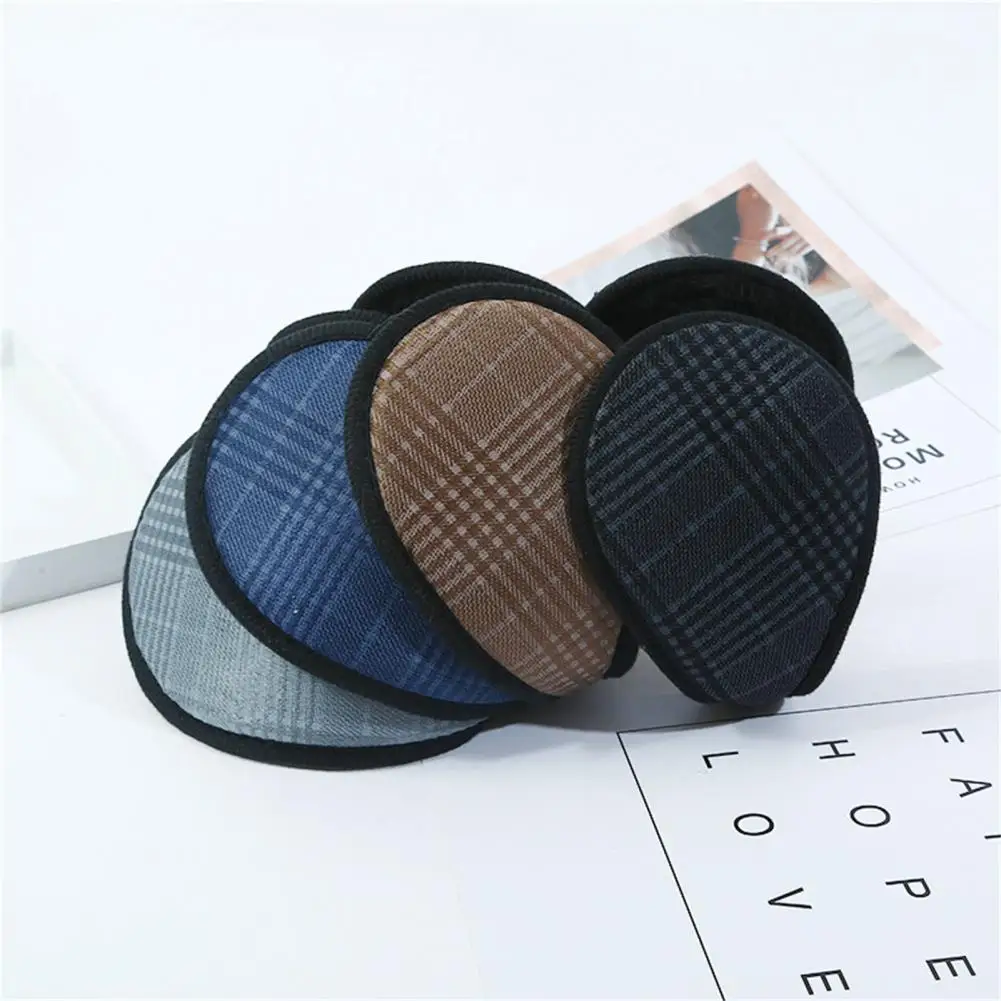 

Ear Warmer Plaid Print Outdoor Earmuffs Elastic Anti-falling Skiing Ear Covers Soft Washable Cycling Ear Warmer for Travel