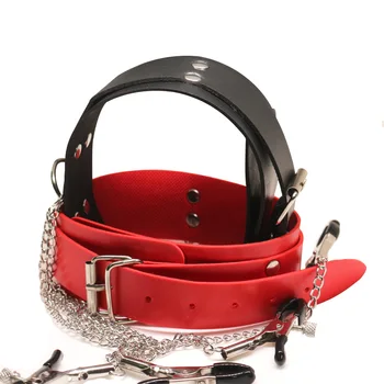 New Leather Choker Collar With Metal Nipple Breast Clamp Clip Chain Couple SM Sex Toys For Woman Sex Tools Adult Games Fetish 4