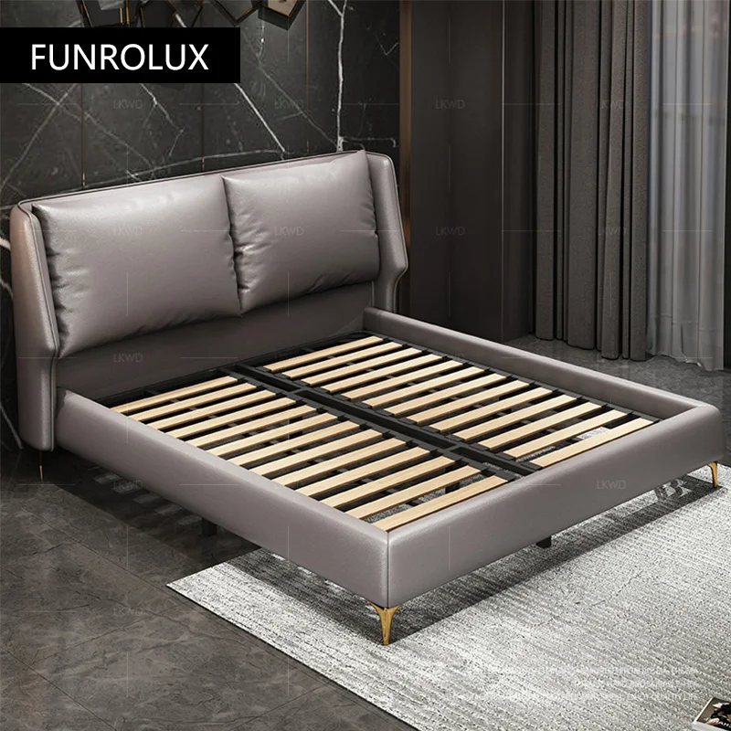 Modern leather bed master bedroom bed double1.8Rice storage simple bedroom marriage