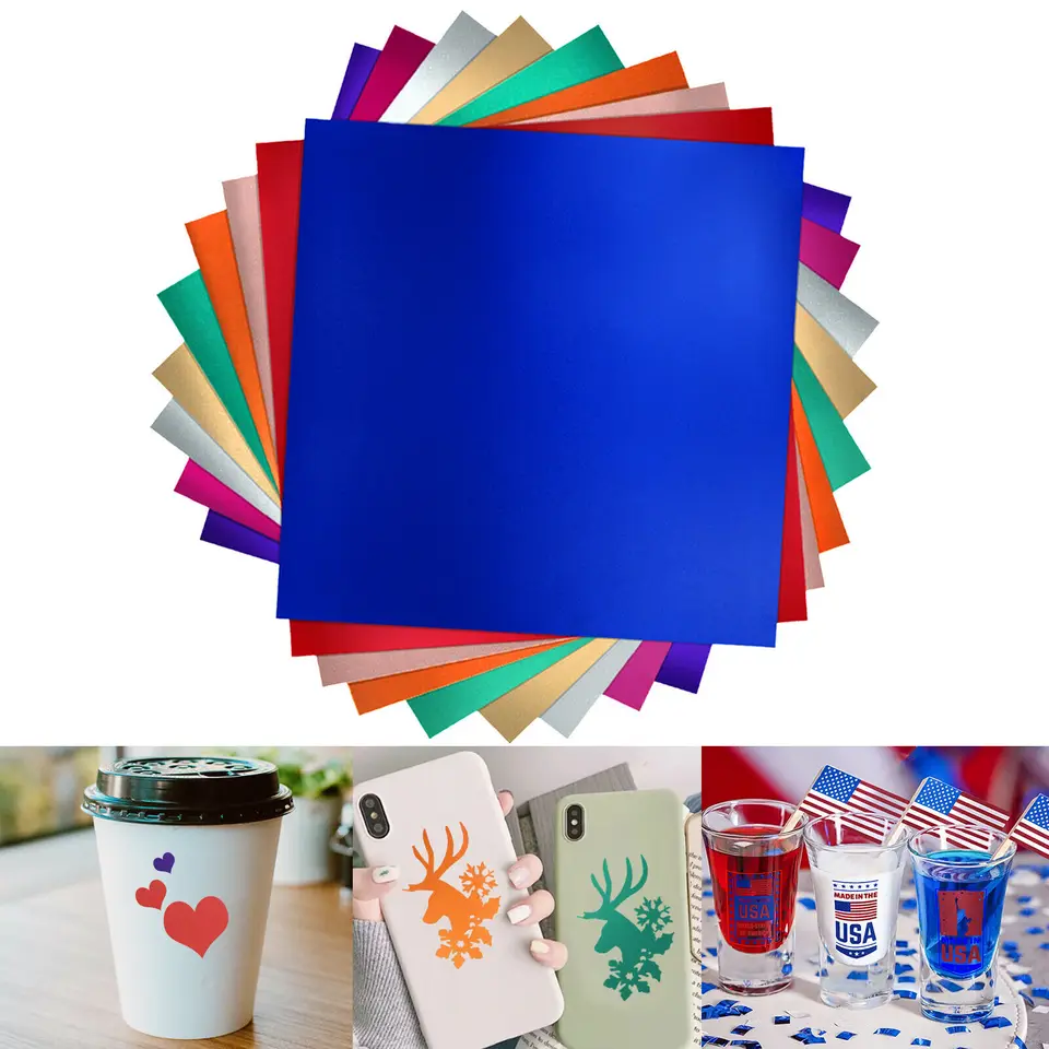 Matte Metallic Permanent Adhesive Vinyl Sheets Set