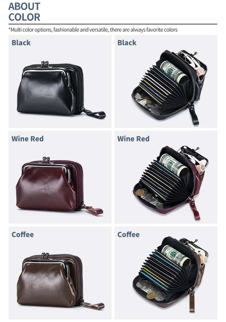 Kurze Damen-Geldbörse aus Leder, 2025, neue Geldbörse aus echtem Leder, Kreditkartenetui, Damen-Geldbörsen, Mini-Ölwachs-Rindsleder-Clutch – Detail 9