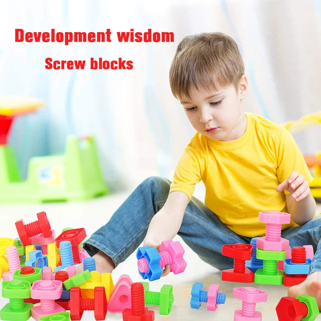 Bolts Toys Montessori Plastic Matching Children's Educational Toys Desktop Screw Building Blocks Toys Nut Shape Cognitive Toys 2