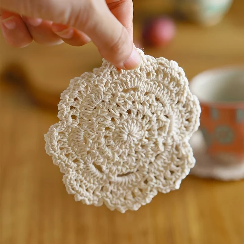 5 قطع من قواعد الأكواب الكروشيه العتيقة - مثالية ل...