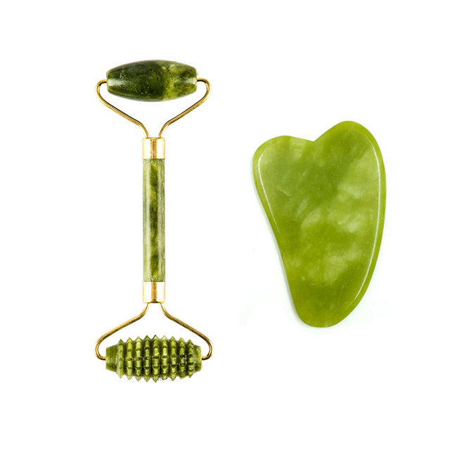 Jade Roller for Face Natural Jade Stone Facial Natural Scraper Face Lifting Gua Sha Body Back Slimming Massage Roller
