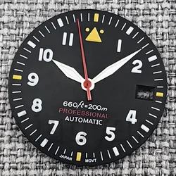 Pilot Style Black Watch Dial and Hand Sets with C3 Green Luminous - 29mm Watch Accessory - NH35 (10)