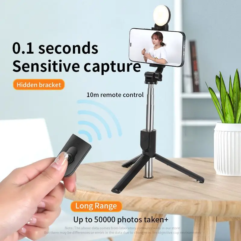 Selfie Stick Tripod Photo God 360 Degree Rotation Cell Phone Shooting Stabilizer Bluetooth Control Portable With LED Light