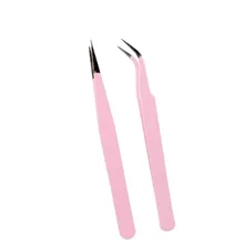 

2022NEW 2PCS/Set Stainless Steel Eyelash Extension Tweezers Curved Straight Lashes Tweezer Non-magnetic Eyelashes Nail Makeup