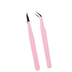 Pincettes en acier inoxydable pour Extension de cils, courbées, droites, Non magnétiques, maquillage des ongles, nouveauté 2020, 2 pièces/ensemble 