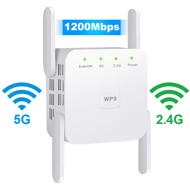 Répéteur WiFi sans fil longue portée, amplificateur Wi-Fi 2.4G/5Ghz, 1200  M, routeur Wifi, Point d'accès