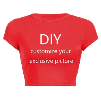 2025 New Summer Short Sleeve O Neck Your Exclusive DIY Print Pattern Customize Cropped Navel Women Crop Tops Fashion T-Shirt 1