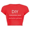 2023 New Summer Short Sleeve O Neck Your Exclusive DIY Print Pattern Customize Cropped Navel Women Crop Tops Fashion T-Shirt 1