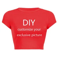 2023 New Summer Short Sleeve O Neck Your Exclusive DIY Print Pattern Customize Cropped Navel Women Crop Tops Fashion T-Shirt 1