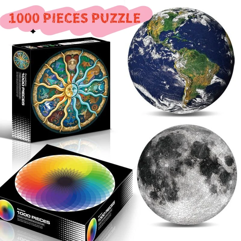 【Versatile】 Funny Puzzle 1000 Pcs Moon Challenge Games Learning Educational Puzzle Moon Puzzle Space Flat Puzzle Difficult Toys.