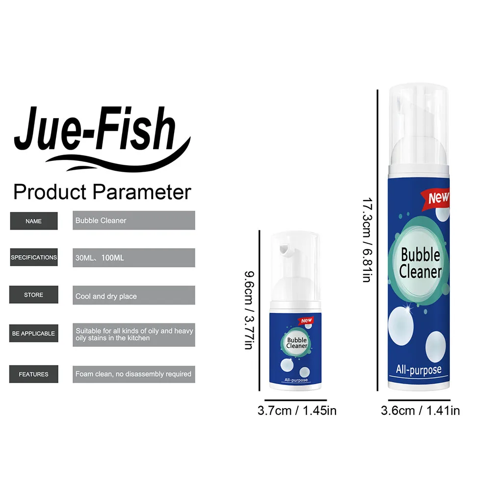 30/100ml Kitchen Oil Stain Cleaner Grease Degreaser Grime Agent Multipurpose Household Bubble Foam Cooktops Sinks Cleaning Tools