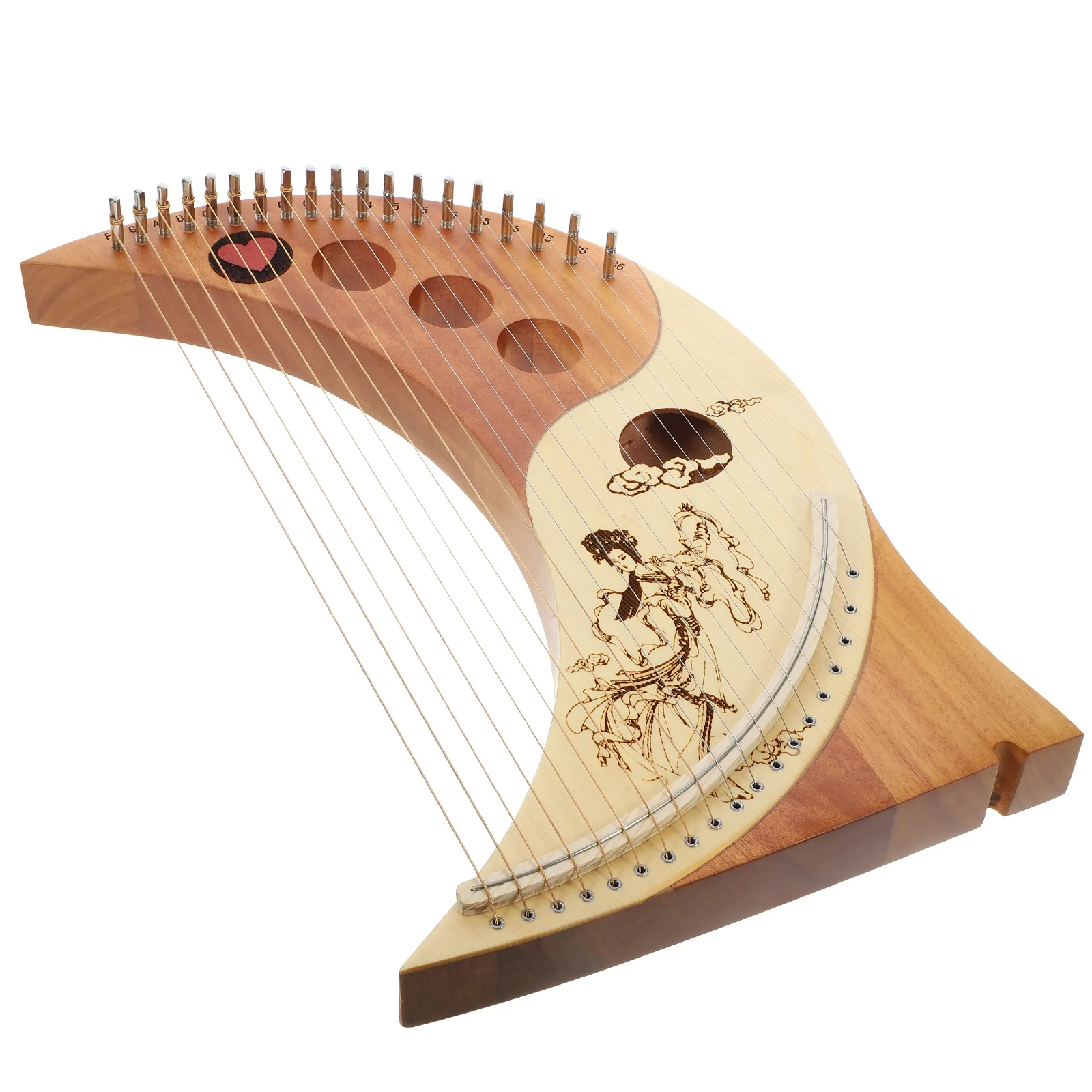Instruments 19 Tone Lyre Harp with Tuning Wrench Moon Retro Solid Wood Musical Handheld Child