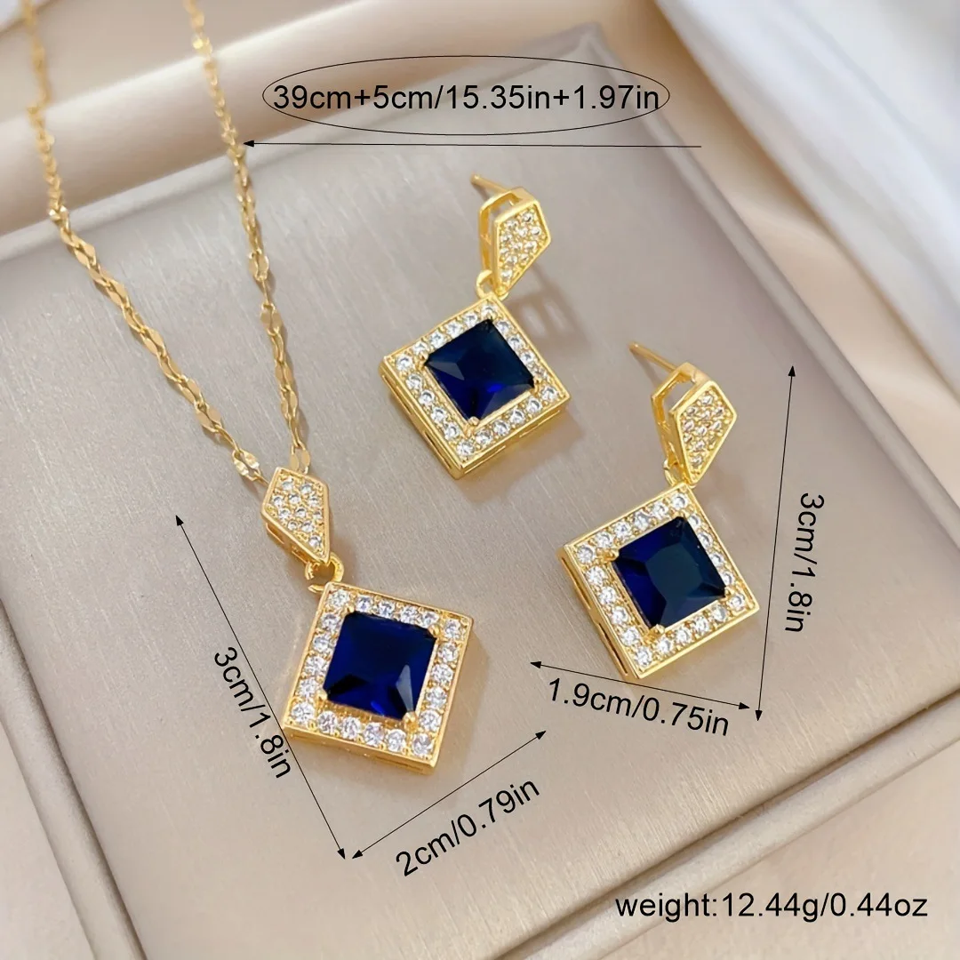 Geometry Square Necklace Earrings Bracelet Jewelry Set Ladies Jewelry Bridal Accessory Set jewelry sets jewelry set