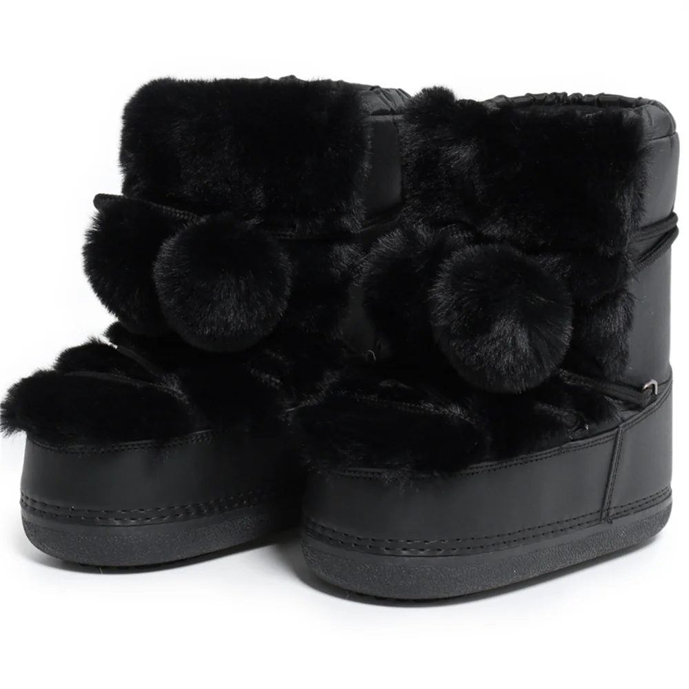 fluffy❄︎snow 2025 Winter Snow Boots for Women Rabbit Fur Snow Boots