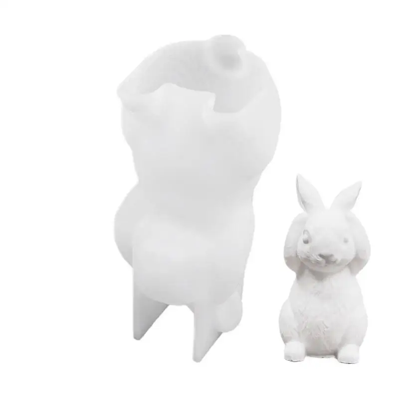 Easter Silicone Rabbit Mold Bunny Statue Mold for Crafts Plaster Casting Soft Silicone Mold Easy Release for Beginners Crafting