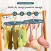 Clips Folding Clothes dryer Hanger Children Adults Clothes Dryer Windproof Socks Underwear Plastic Drying Rack Organizer 4