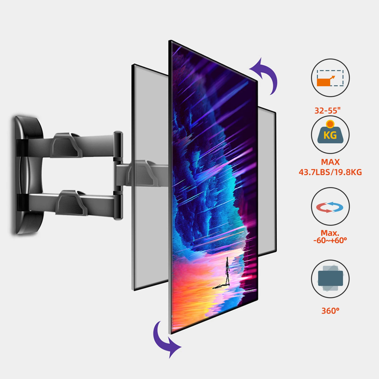 32"58" TV Wall Mount Full Motion Articulating Arms Soporte Tilt