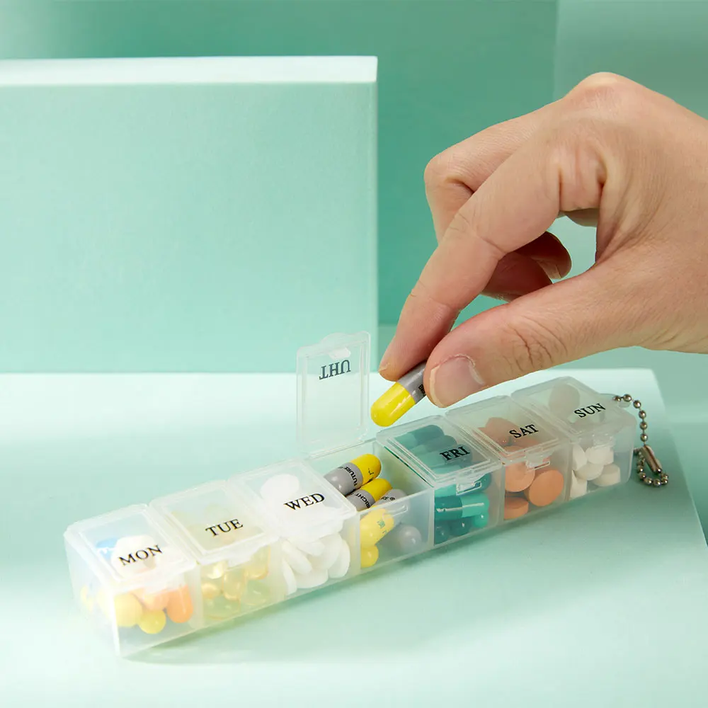 

Medicine Pill Box 7 Days Weekly Pillbox Case Plastic Square Pills Box Organizer Week Tablets Medicine Storage Medical Travel