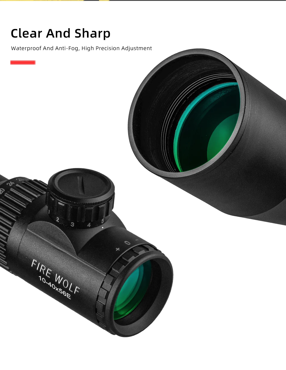 Description Picture 3 of itemFire wolf tactical 10-40X56 E Air Rifle Optics Red Dot Green High magnification Sniper Scope Riflescopes Hunting Scopes Sight