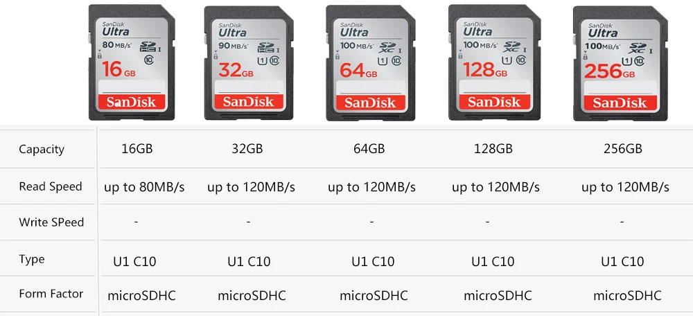SanDisk-Ʈ  SD ī 8GB 16GB 32GB SDHC 64GB 128GB 256GB SDXC Class10, ޸ ī C10 R80mb/s USH-1 ī޶ 
