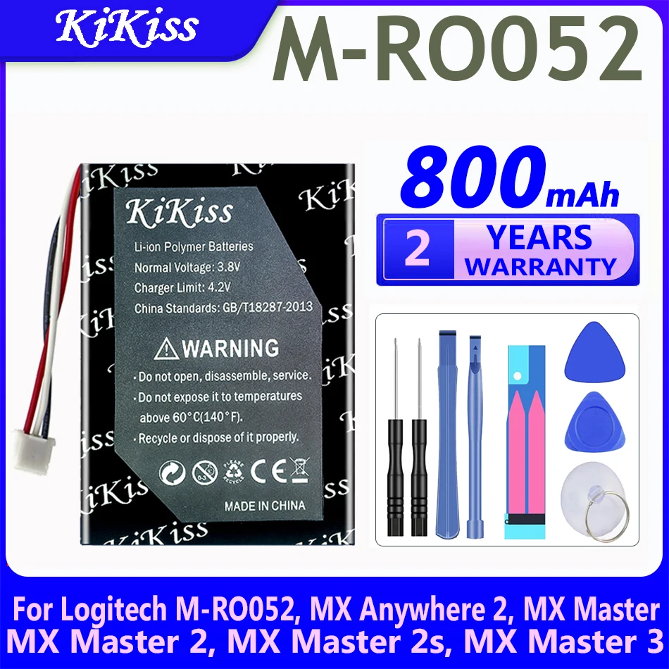 

Мощная аккумуляторная батарея KiKiss 800 мАч для модели Logitech M-RO052,MX Anywhere 2,MX Master,MX Master 2,MX Master 2,MX Master 2s,MX Master 3