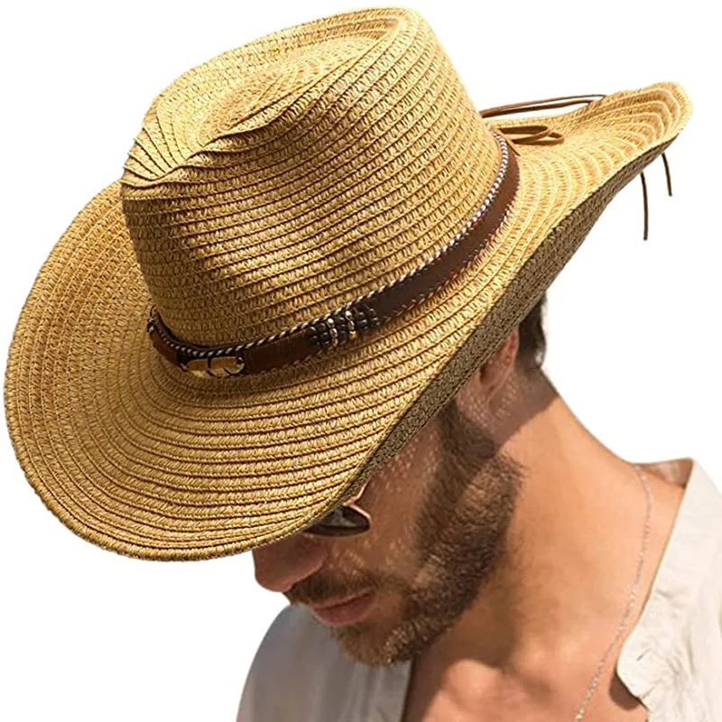 Cowboy straw hat  2023 western cowboy sun hat fashion spring knight hat neutral jazz hat summer travel essential hat кепкамужск 2