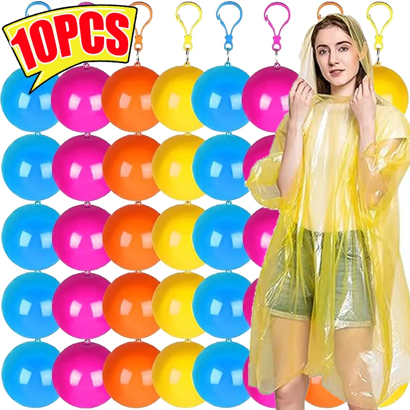 1/12PCS Portable Raincoats Balls Disposable Waterproof Rain Ponchos Outdoor Traveling Camping Fishing Emergency Rain Coat Balls