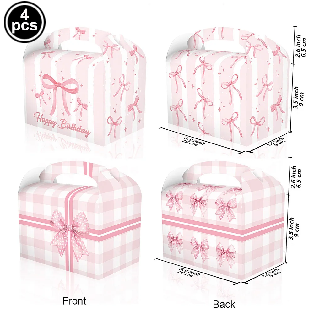 Pink Bow Party Decor Set - Includes Banner, Cake Toppers, Straws, Balloons